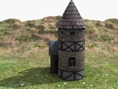 Medieval House Low-poly 3D model 20