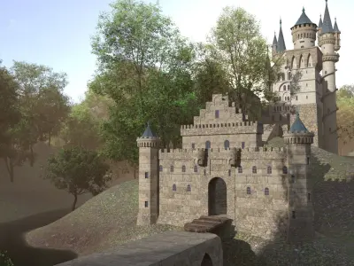 The Castle in middle of forest 3D model