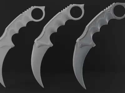 Karambit Knife Wooden Handle Low-Poly Low-poly 3D model