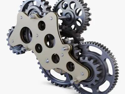 Gear Mechanism Low Poly v 3 Low-poly 3D model
