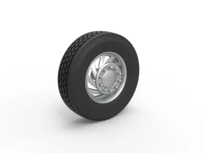 Front custom wheel of semi truck Version 24 Scale 1 to 25 3D print model