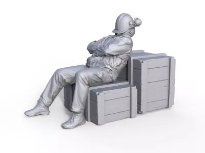 Figure for ship model man on wooden box 3D print model
