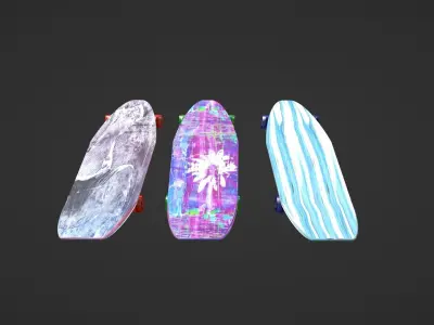 Skateboard three skateboards Low-poly 3D model
