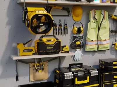 Complete Workshop Garage Tool Wall Organizer Set  3D model