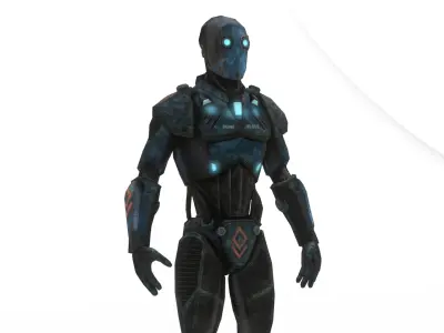 Cyber Hunter Robot Game-Ready Rigged Mech Unit Low-poly 3D model
