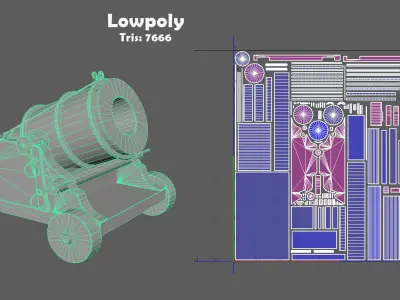 Medieval mortar  Low-poly 3D model Low-poly 3D model