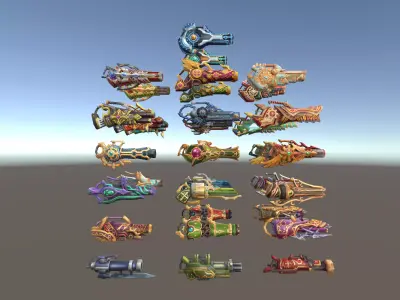 Cartoon Fantasy Weapons Cannons Low-poly 3D model