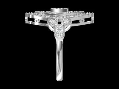 Solitaire Engagement Art Deco Ring 3D print model 38