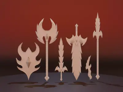 Stylized Fire Weapon Pack- No texture Low-poly 3D model