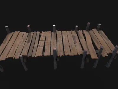 Old Wooden Row Boat Dock Low Poly Game Ready  Low-poly 3D model