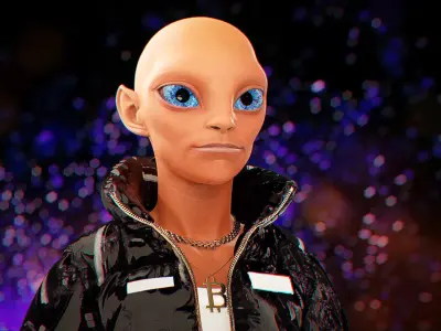 Alien NFT Model with all the source files and textures Low-poly 3D model purchase
