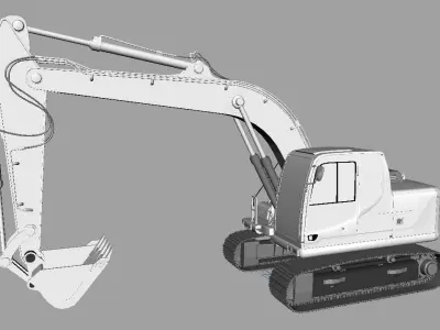 forkcrane orange excavator 3D model