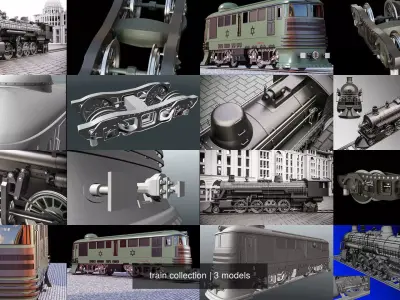 train collection metal wheel 3D Model Pack
