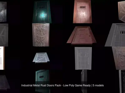 Industrial Metal Rust Doors Pack - Low Poly Game Ready
