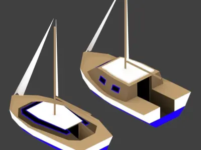 Medium Size Sailing Boats Low-poly 3D model