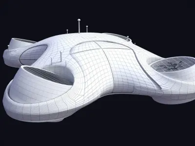 DroneCar futuristic house on water Free 3D model