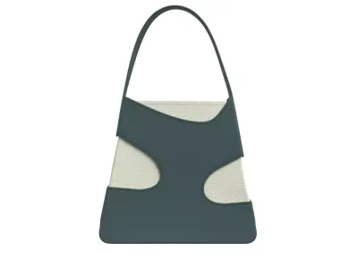 Dark green Leather Cutout detail Hobo Bag 3D model