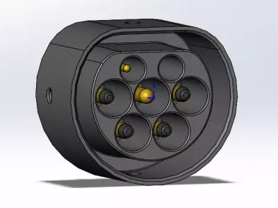 Type2  vehicle inlet up to 480V 3ph 63A or 1ph 70A no nose 3D print model