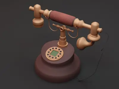 Antique Vintage Telephone Low-poly 3D model
