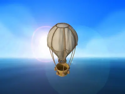 Stylized hot air balloon PBR game ready  Low-poly 3D model