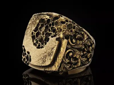 Ruinism Series Weathered Ancient Artifact Mens Ring 3D print model
