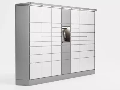 Parcel Locker V2 - Automated Package Delivery Station Low-poly 3D model