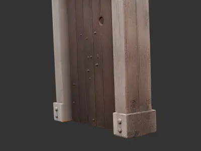 Rustic Wooden Tavern Door Low-poly 3D model