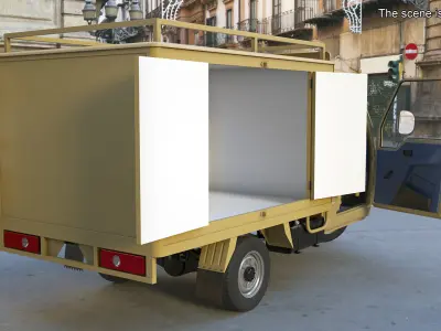 Delivery Trike with Close Body Beige Rigged for Maya 3D model