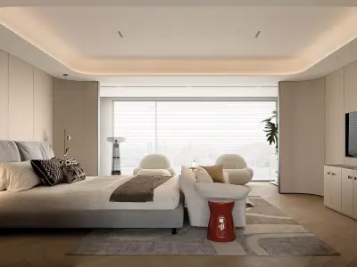 Modern master bedroom dressing room work room  3D model