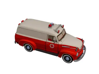 1950s Vintage Ambulance Classic Emergency Medical Vehicle 3D model