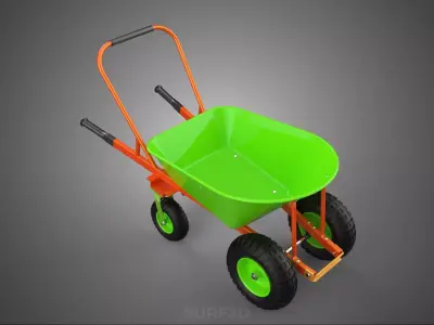 STURDY TIPPING FOUR CASTER WHEEL BARROW WHEELBARROW CART TROLLEY 3D model