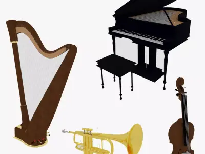 Musical instruments collection 3D model