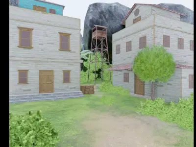 Lush Mountain Village 3D model