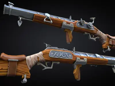 Stylized Blunderbuss musket Low-poly 3D model