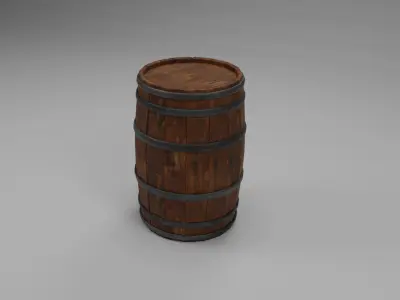 Wooden Barrel High-Poly 3D Model  3D model