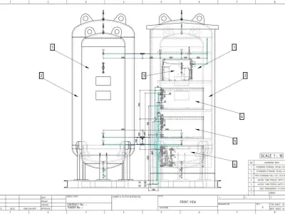 HYDRO FUELL CELL SYSTEM with 4 Tanks Low-poly 3D model