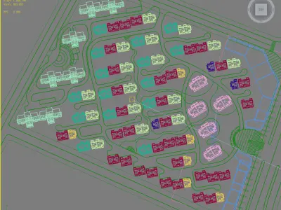 Architecture residential area with trees and buildings 3D model