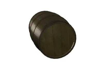 Wooden Barrel Low-poly 3D model 13