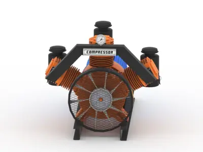 Realistic air compressor HQ model Low-poly 3D model