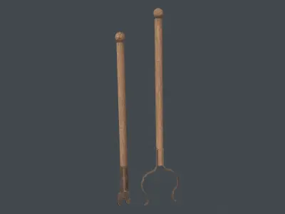 Medieval Fireplace Tool Set Low-poly 3D model