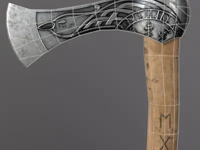 Viking Raven Axe Low-poly 3D model
