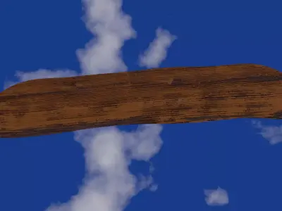 Wooden piece surface damaged by rain water Low-poly 3D model