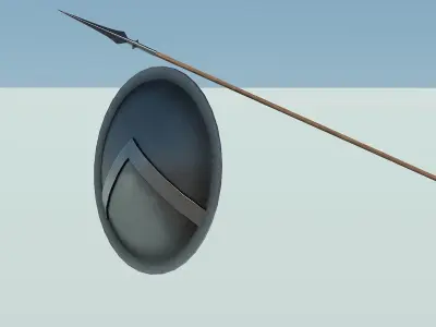 Spear And Shield Low-poly 3D model