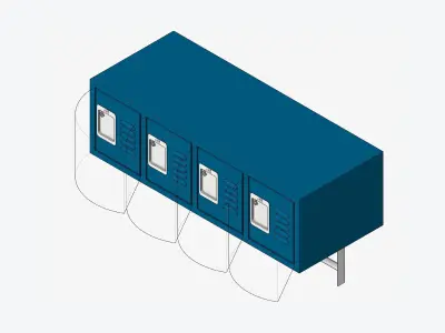 Locker - Metal - Locka - Classic - Wall Mount Low-poly 3D model