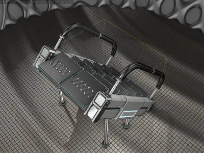 Sci-Fi Stairs - 8 - Silver Blue Neon Light Version Low-poly 3D model