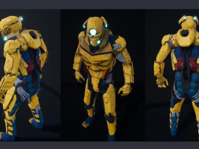 Cyborg Soldier V2 unreal engine asset Low-poly 3D model