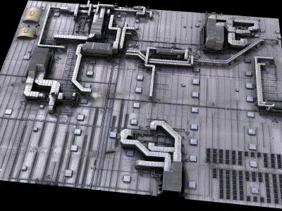 factory roof airvents vent-systems kitbash photogrammetry Low-poly 3D model