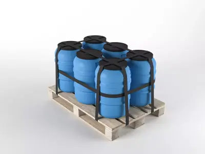 Barrel on Pallet Low-poly 3D model