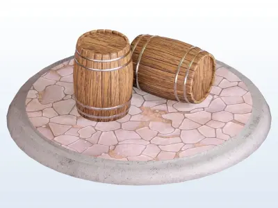 Old Barrel 3D model - Low Poly - VR - AR - Game Low-poly 3D model