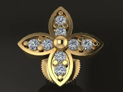 Clover Charm Stud Earring 3D print model